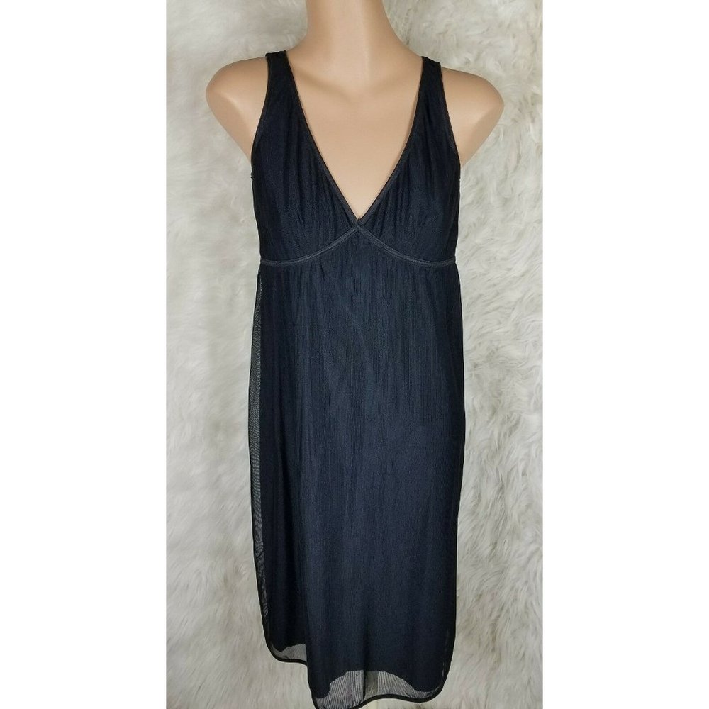 Baby Style Boutique Maternity Dress Size S Black Mesh Overlay Sleeveless Vneck E